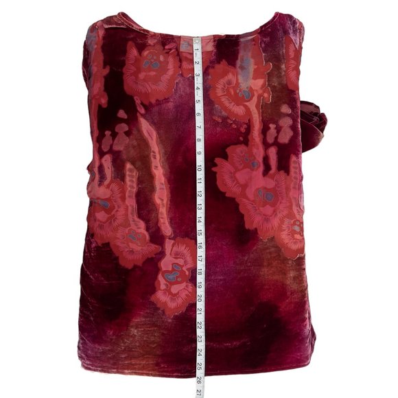 Burn Out Velvet Pullover Top Burgundy Deep Mauve Pink Long Sleeve Womens 16 - Picture 11 of 11